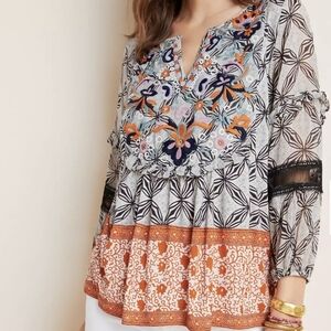 Anthropologie Multicolor Embroidered Blouse